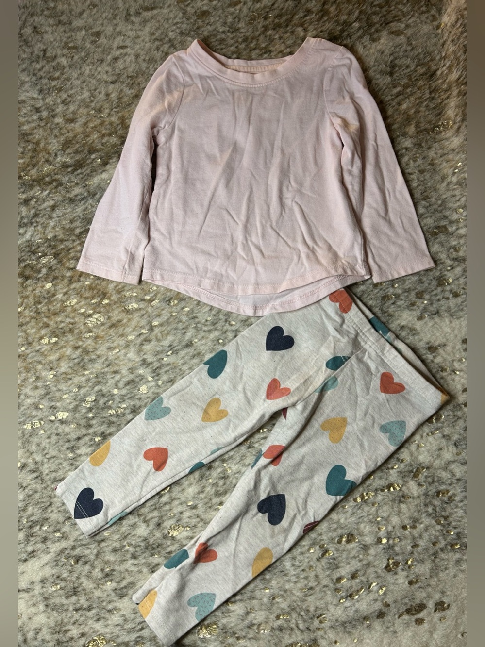 5 for $25🔥Cat &‎ Jack Pink Shirt & Garanimals Heart Print Leggings Set 18M